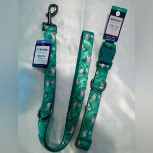 Top Paw Pink Flamingo Nylon Collar and Leash Set (L)